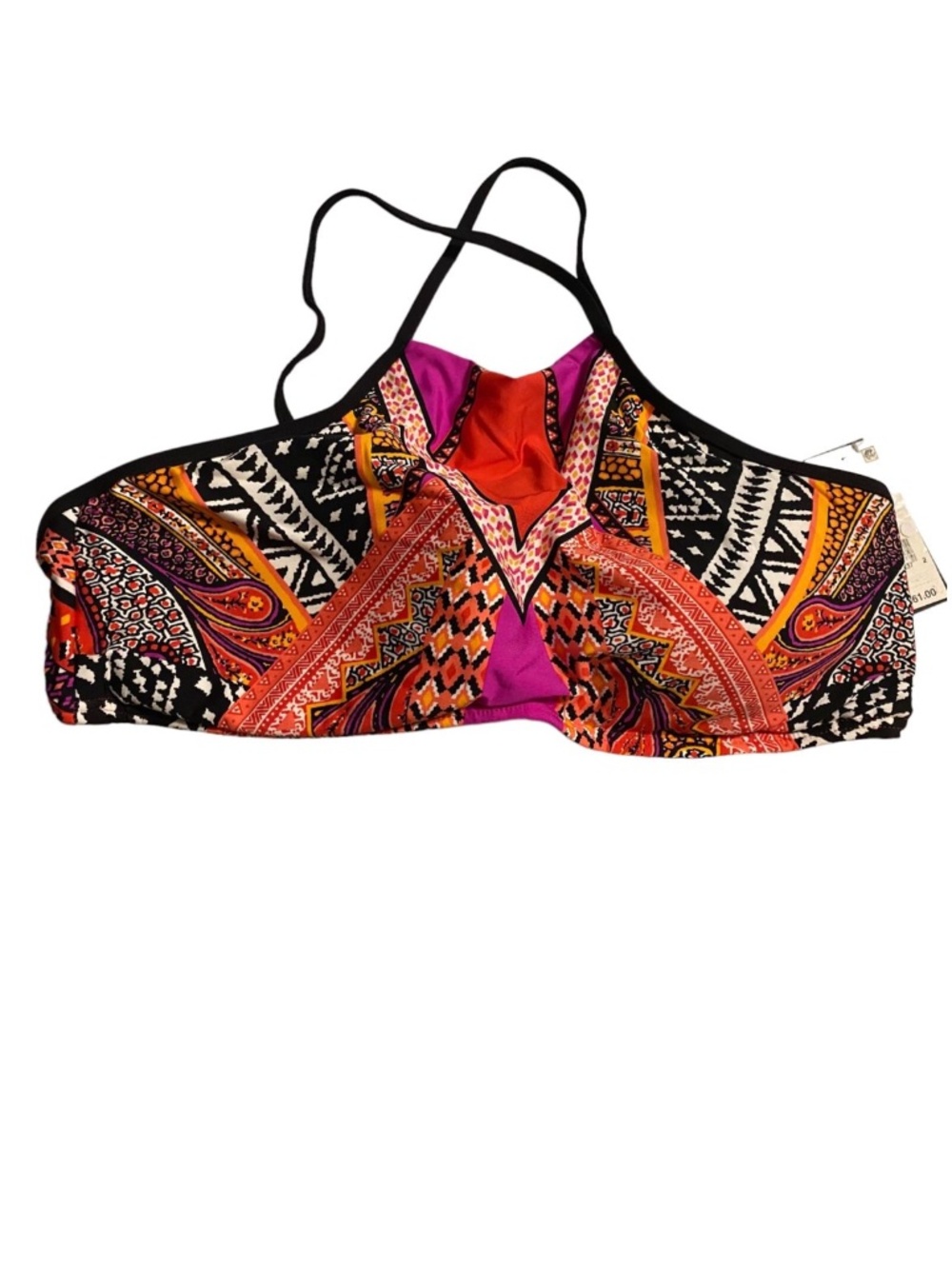 Kenneth Cole New York Nwt Without Borders High Neck Cropped Bikini Top S